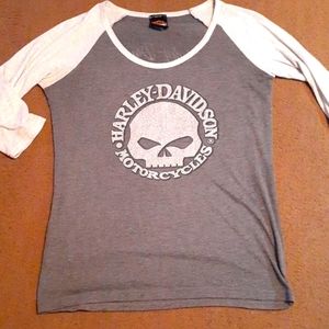 Harley davidson 3/4 length sleeve shirt